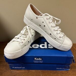 Keds Triple Kick Star Leather Platform Sneakers - Size 10